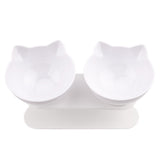 Dog Bowls, Feeders & Waterers: White Double Cat Bowl Pet Bowls Stand Dog Elevated Feeder Food Water Raised Lifted