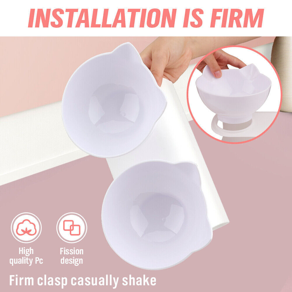 Dog Bowls, Feeders & Waterers: White Double Cat Bowl Pet Bowls Stand Dog Elevated Feeder Food Water Raised Lifted