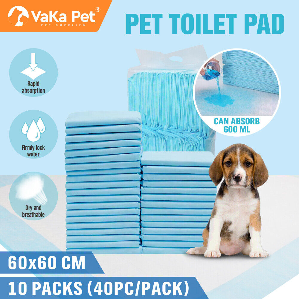Dog Training Aids: VaKa Pet Training Pad 400 Puppy Pads Toilet Pee Indoor Absorbent 60x60cm Dog