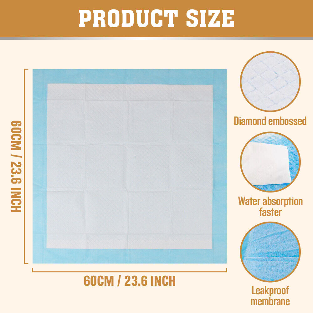 Dog Training Aids: VaKa Pet Training Pad 400 Puppy Pads Toilet Pee Indoor Absorbent 60x60cm Dog