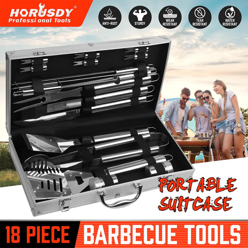 BBQ Tools: 18Pcs BBQ Tool Set Stainless Steel Barbecue Utensil Cooking Grill Outdoor Cook