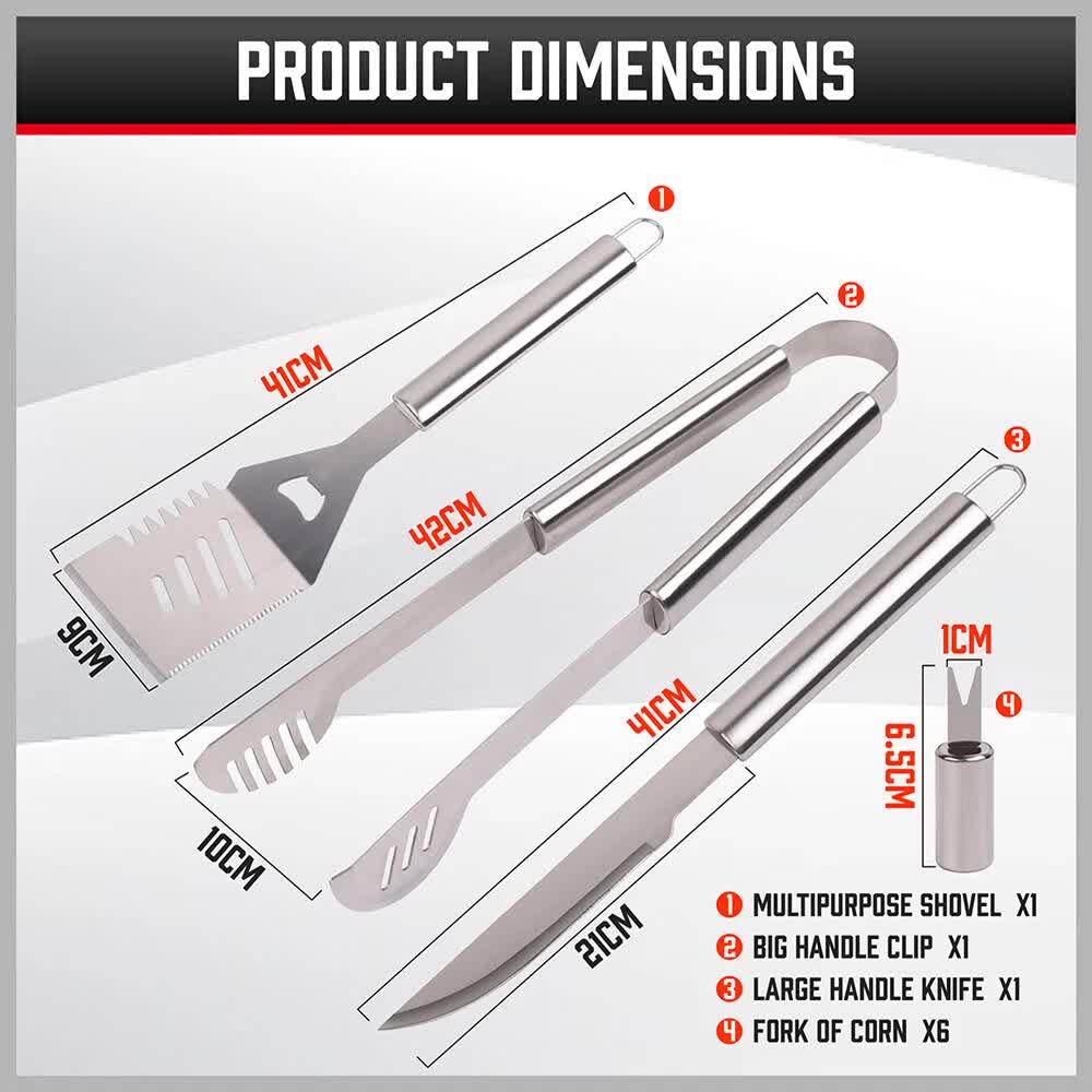BBQ Tools: 18Pcs BBQ Tool Set Stainless Steel Barbecue Utensil Cooking Grill Outdoor Cook