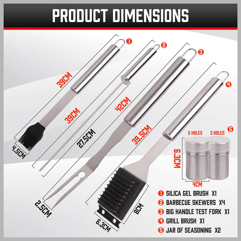 BBQ Tools: 18Pcs BBQ Tool Set Stainless Steel Barbecue Utensil Cooking Grill Outdoor Cook