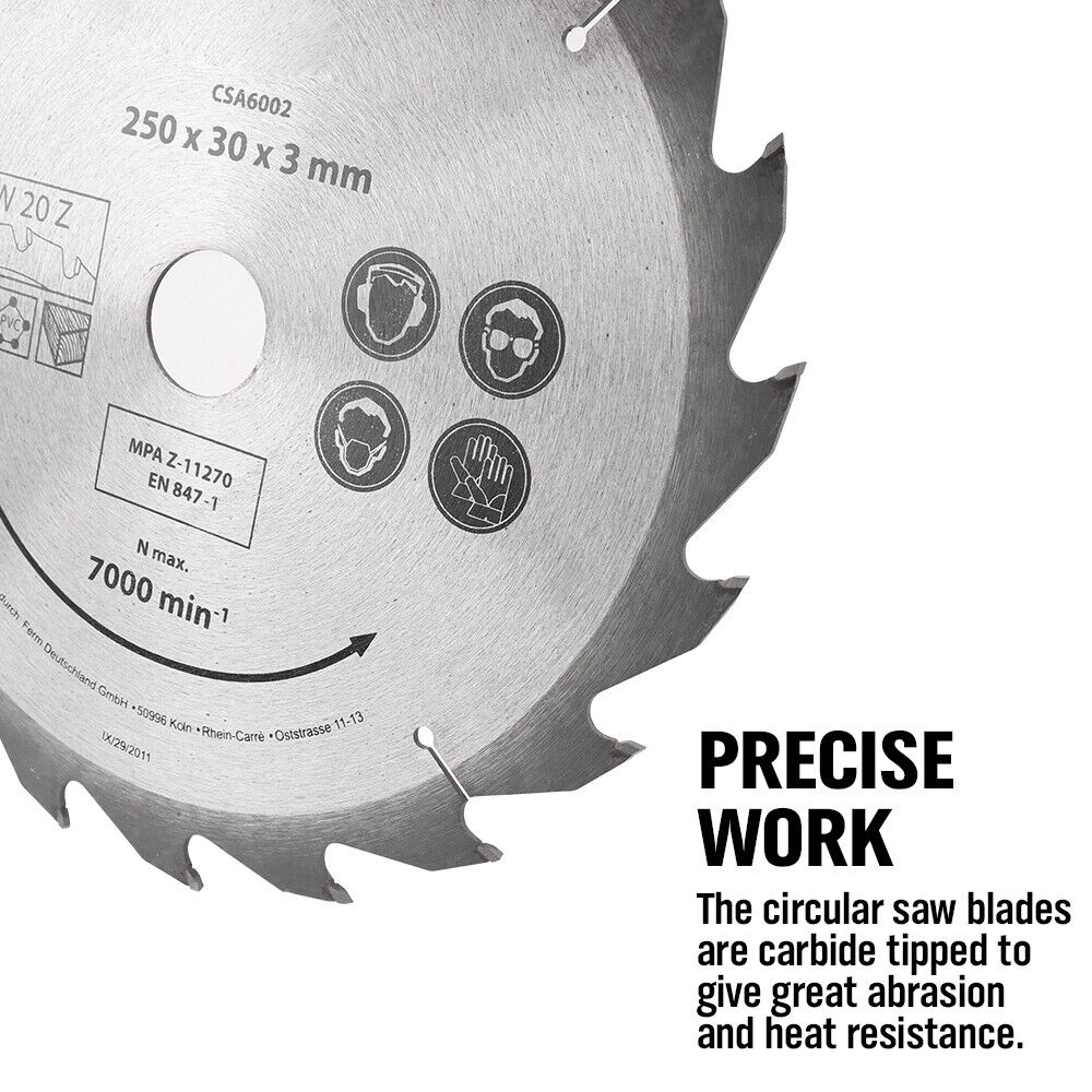 Cutters: 10X250MM Circular Saw Blade 20T Disc Saw Blade Wood Timber Cutting 30/20/16mm Bore