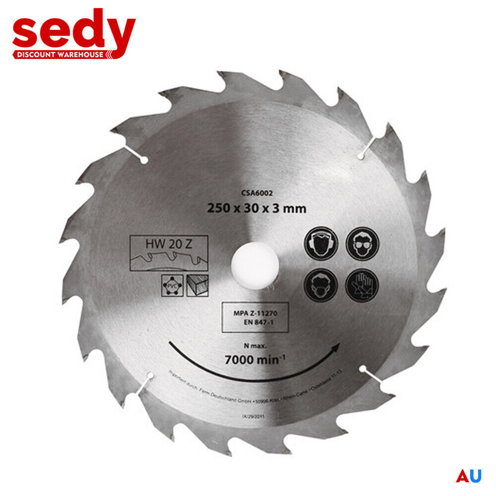 Cutters: 10X250MM Circular Saw Blade 20T Disc Saw Blade Wood Timber Cutting 30/20/16mm Bore