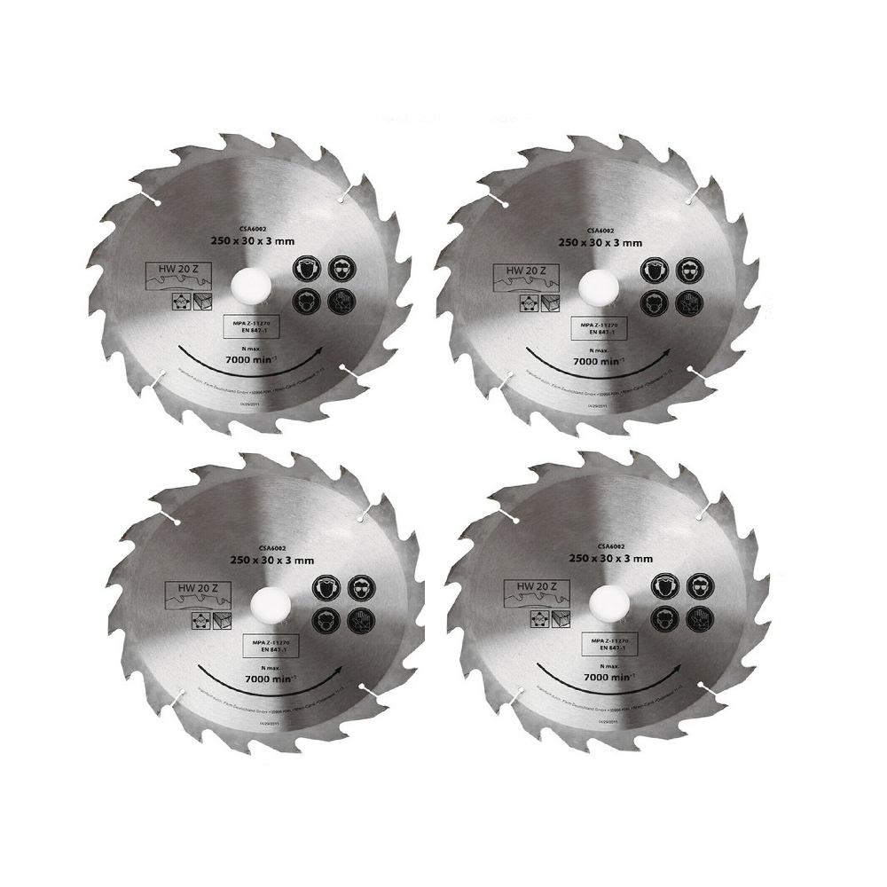 Cutters: 4x 250MM Circular Saw Blade 20T Disc Saw Blade Wood Timber Cutting 30/20/16mm