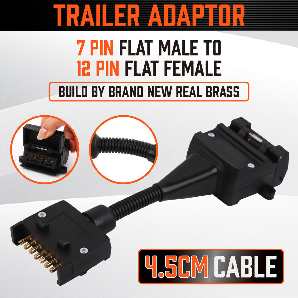 Automotive Repair & Speciality Tools: 7 Pin Flat Plug to 12 Pin Flat Female Socket Adaptor Trailer Caravan Connector