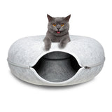 Dog Beds: Medium Cat Tunnel Bed Light Grey Felt Pet Puppy Nest Cave House Interactive Toy