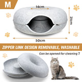 Dog Beds: Medium Cat Tunnel Bed Light Grey Felt Pet Puppy Nest Cave House Interactive Toy