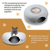 Dog Beds: Medium Cat Tunnel Bed Light Grey Felt Pet Puppy Nest Cave House Interactive Toy