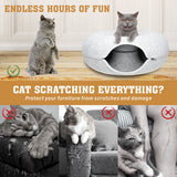 Dog Beds: Medium Cat Tunnel Bed Light Grey Felt Pet Puppy Nest Cave House Interactive Toy
