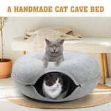 Dog Beds: Medium Cat Tunnel Bed Light Grey Felt Pet Puppy Nest Cave House Interactive Toy