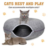 Dog Beds: Dark Grey Cat Tunnel Bed Felt Pet Puppy Nest Cave House Toy Washable Detachable