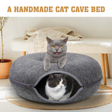 Dog Beds: Dark Grey Cat Tunnel Bed Felt Pet Puppy Nest Cave House Toy Washable Detachable