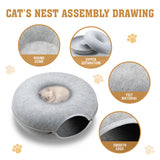 Dog Beds: 59 x 29cm Cat Tunnel Bed Dark Grey Felt Pet Puppy Nest Cave Toy Light Grey