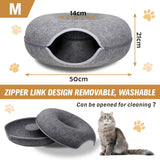 Cat Toys: Cat Tunnel Bed Felt Pet Puppy Nest Cave House Round Donut Interactive Play Toy 26823