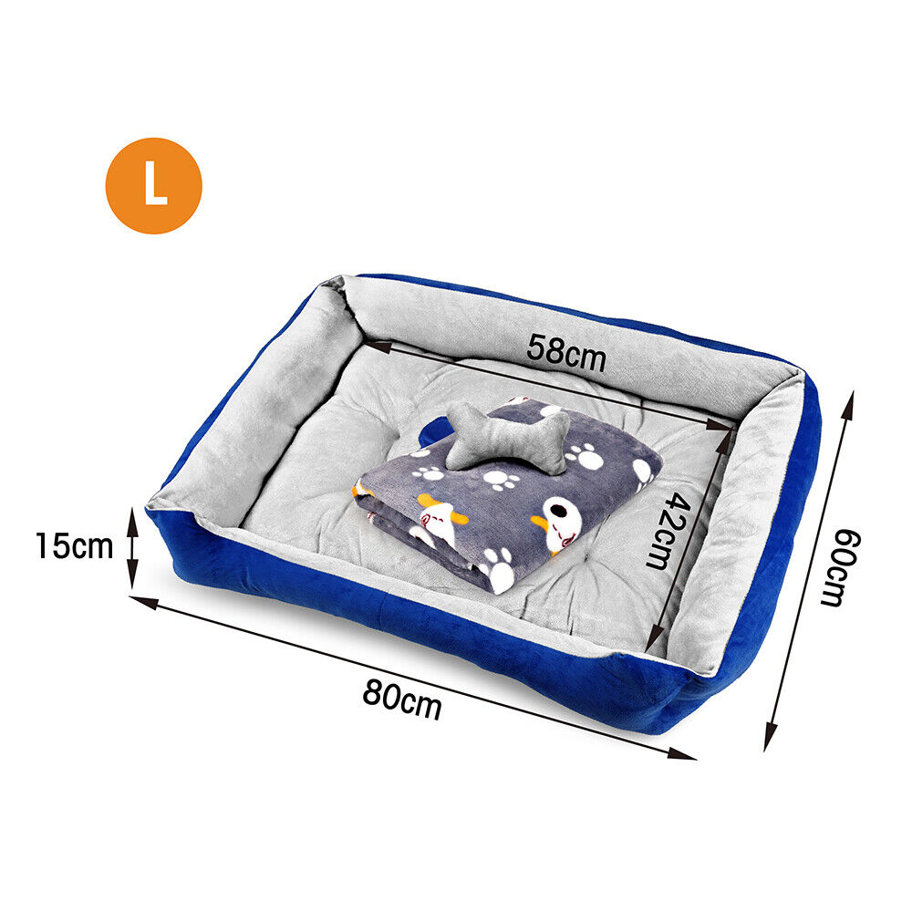 Dog Beds: Vaka Navy Dog Bed Pet Cat Calming Floor Mat Sleeping Cave Washable Extra Large 29701