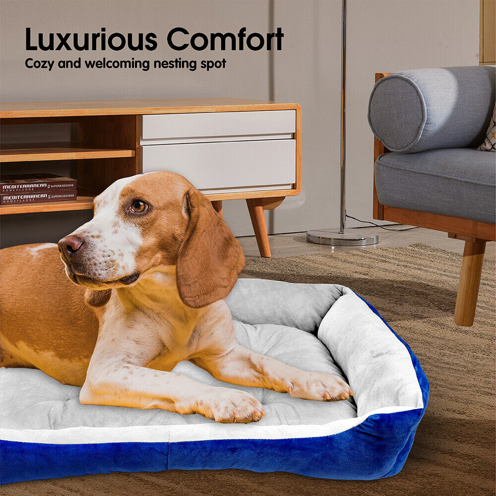 Dog Beds: Vaka Navy Dog Bed Pet Cat Calming Floor Mat Sleeping Cave Washable Extra Large 29701