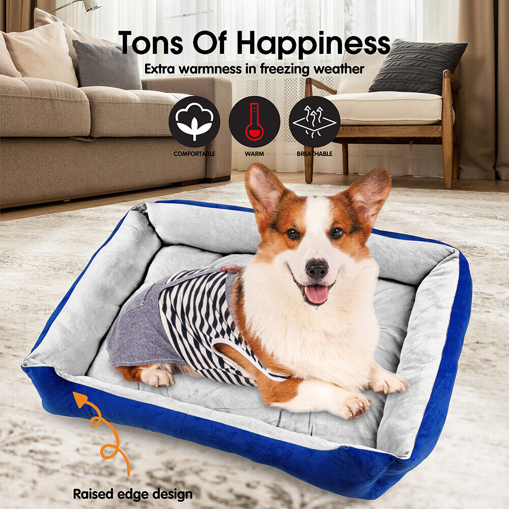 Dog Beds: Vaka Navy Dog Bed Pet Cat Calming Floor Mat Sleeping Cave Washable Extra Large 29701