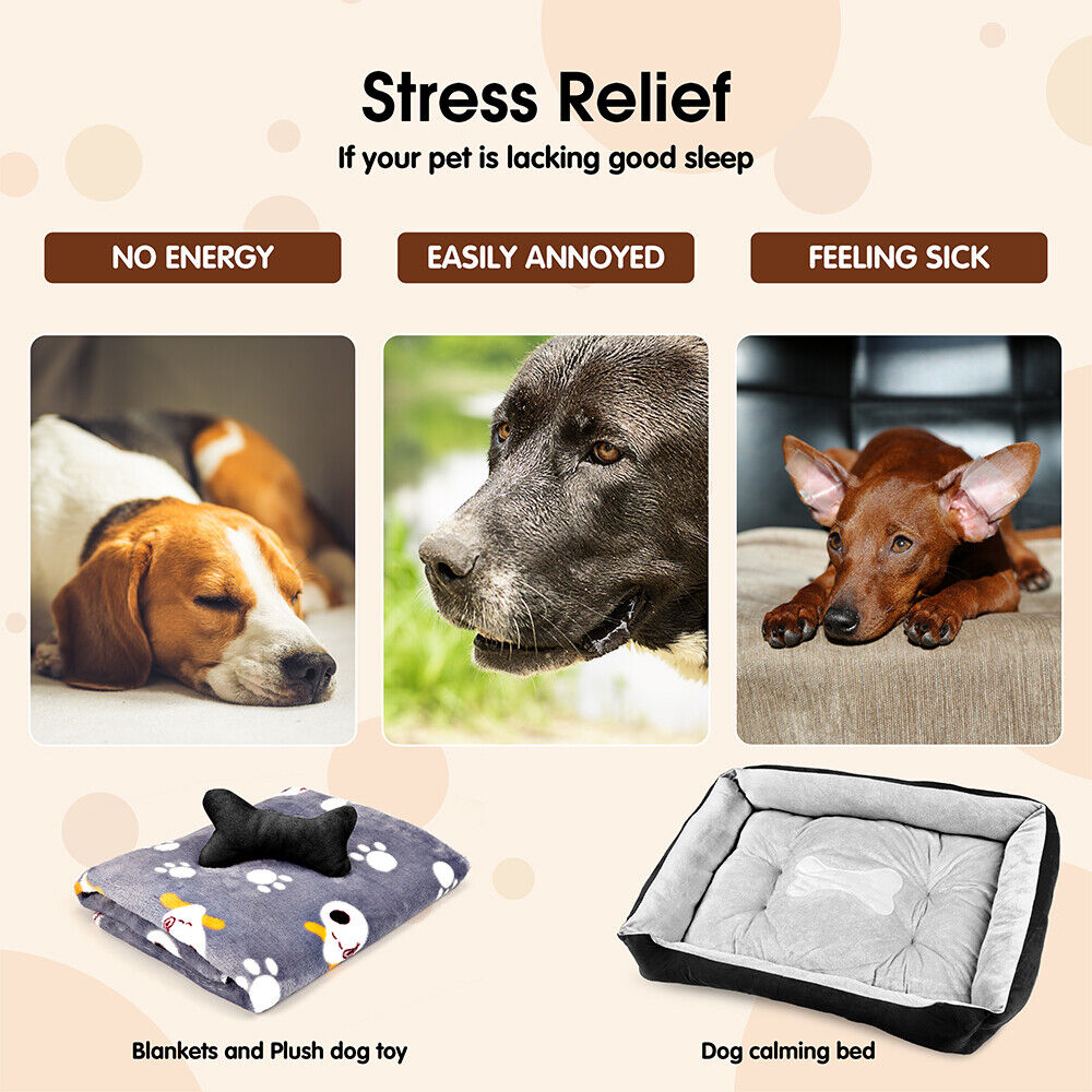 Dog Beds: Vaka Navy Dog Bed Pet Cat Calming Floor Mat Sleeping Cave Washable Extra Large 29705