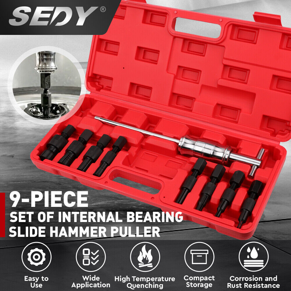 Hammers: SEDY 9Pcs Inner Bearing Puller Set Slide Hammer Internal Blind Hole Remover Tool