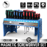 64-Piece Screwdriver Set with Stand Wall Mount Magnetic Tips Precision Kit Au