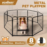 Dog Kennels: Pet Dog Playpen Puppy Exercise Cage Enclosure Fence Metal Outdoor 8 Panel