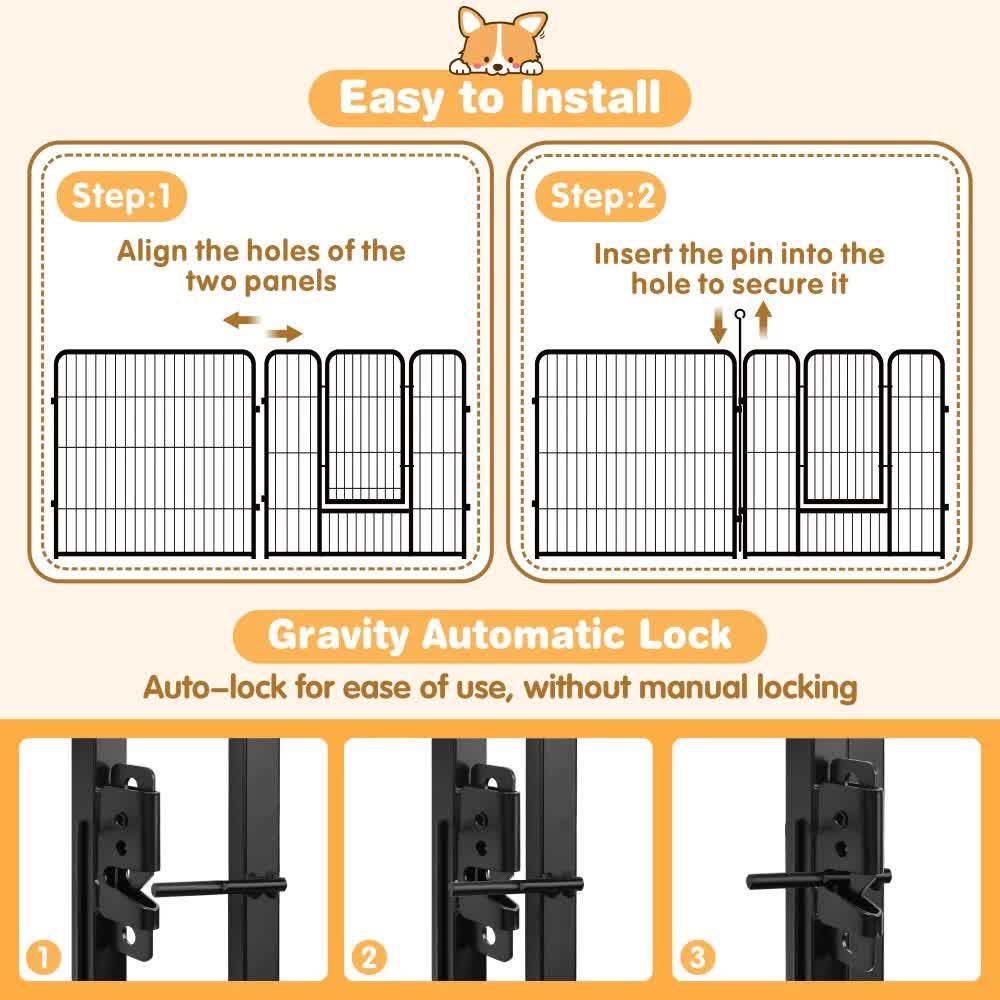 Dog Kennels: Pet Dog Playpen Puppy Exercise Cage Enclosure Fence Metal Outdoor 8 Panel
