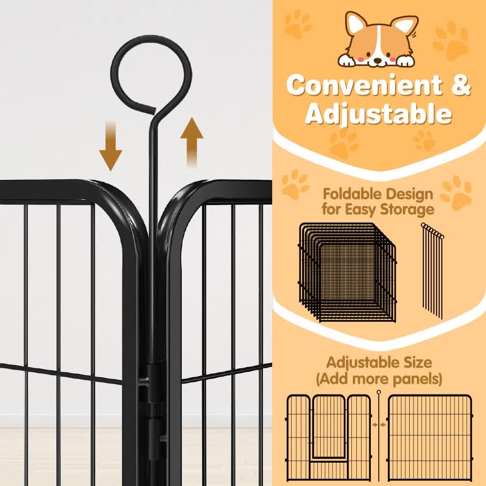 Dog Kennels: Pet Dog Playpen Puppy Exercise Cage Enclosure Fence Metal Outdoor 8 Panel