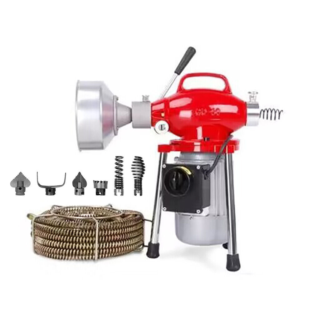 Sewage Pumps: 400W Drain Cleaner Electric Eel Rigid Plumbing Sewerage Pipe Machine 6 Cutters