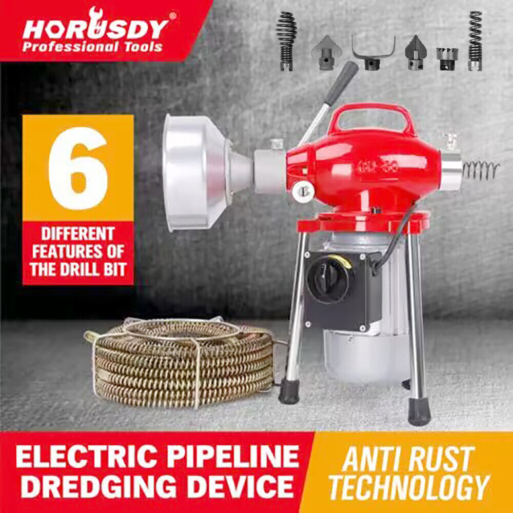 Sewage Pumps: 400W Drain Cleaner Electric Eel Rigid Plumbing Sewerage Pipe Machine 6 Cutters