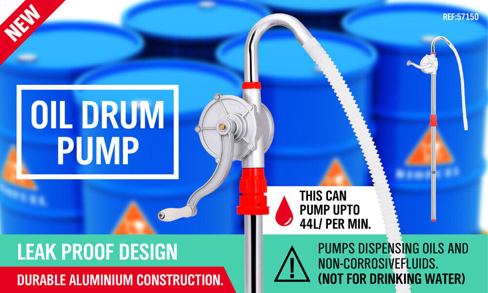 Fuel & Exhaust: Aluminium Rotary Drum Pump Diesel Fuel Kero Oil Petrol 44 Gallon Drum Hand Pump