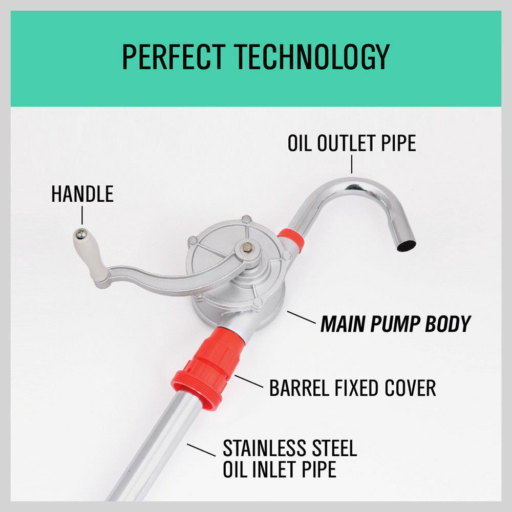 Fuel & Exhaust: Aluminium Rotary Drum Pump Diesel Fuel Kero Oil Petrol 44 Gallon Drum Hand Pump