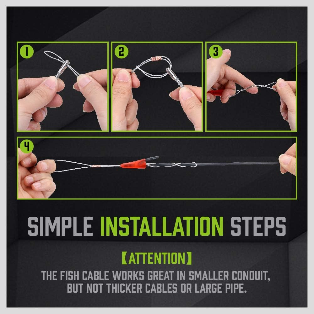 Hand Tools: SWANLAKE 33 FT/10M Fiberglass Running Wire, Pull Push Rod, Fish Tape Cable Coaxial Electrical Fish Tape Pull Push Kit