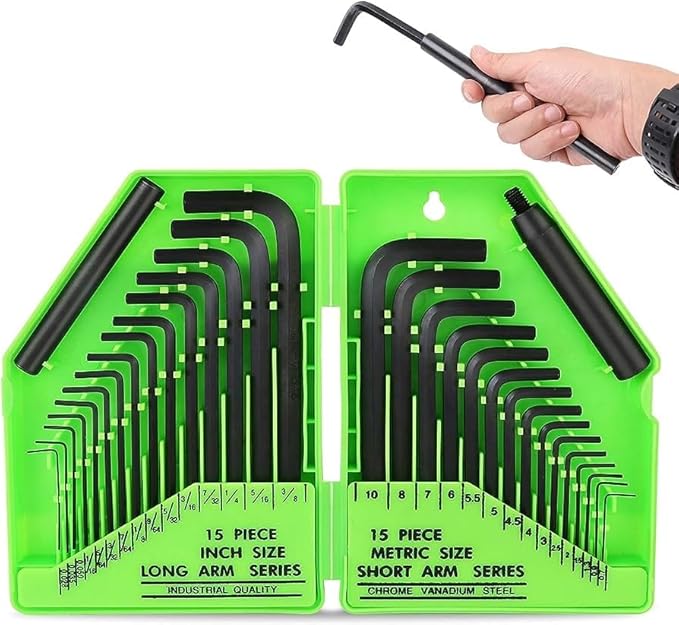 Hand Tools: SWANLAKE 32PCS Hex Key Set, Allen Wrench Set Inch/Metric MM(0.7mm-10mm) SAE(0.028"-3/8)