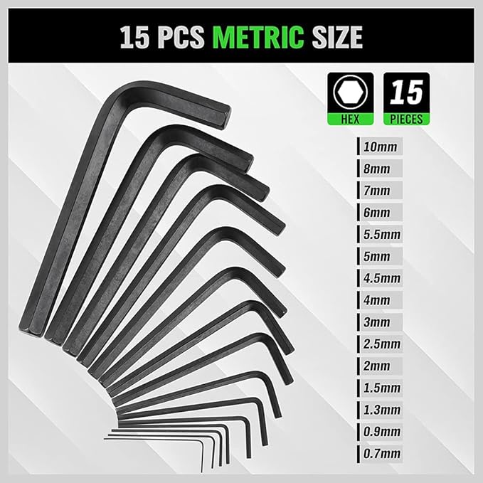 Hand Tools: SWANLAKE 32PCS Hex Key Set, Allen Wrench Set Inch/Metric MM(0.7mm-10mm) SAE(0.028"-3/8)