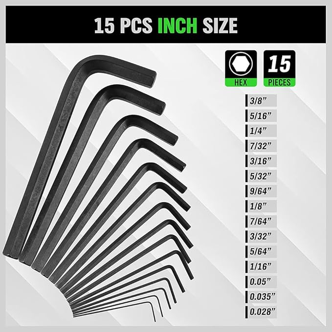 Hand Tools: SWANLAKE 32PCS Hex Key Set, Allen Wrench Set Inch/Metric MM(0.7mm-10mm) SAE(0.028"-3/8)