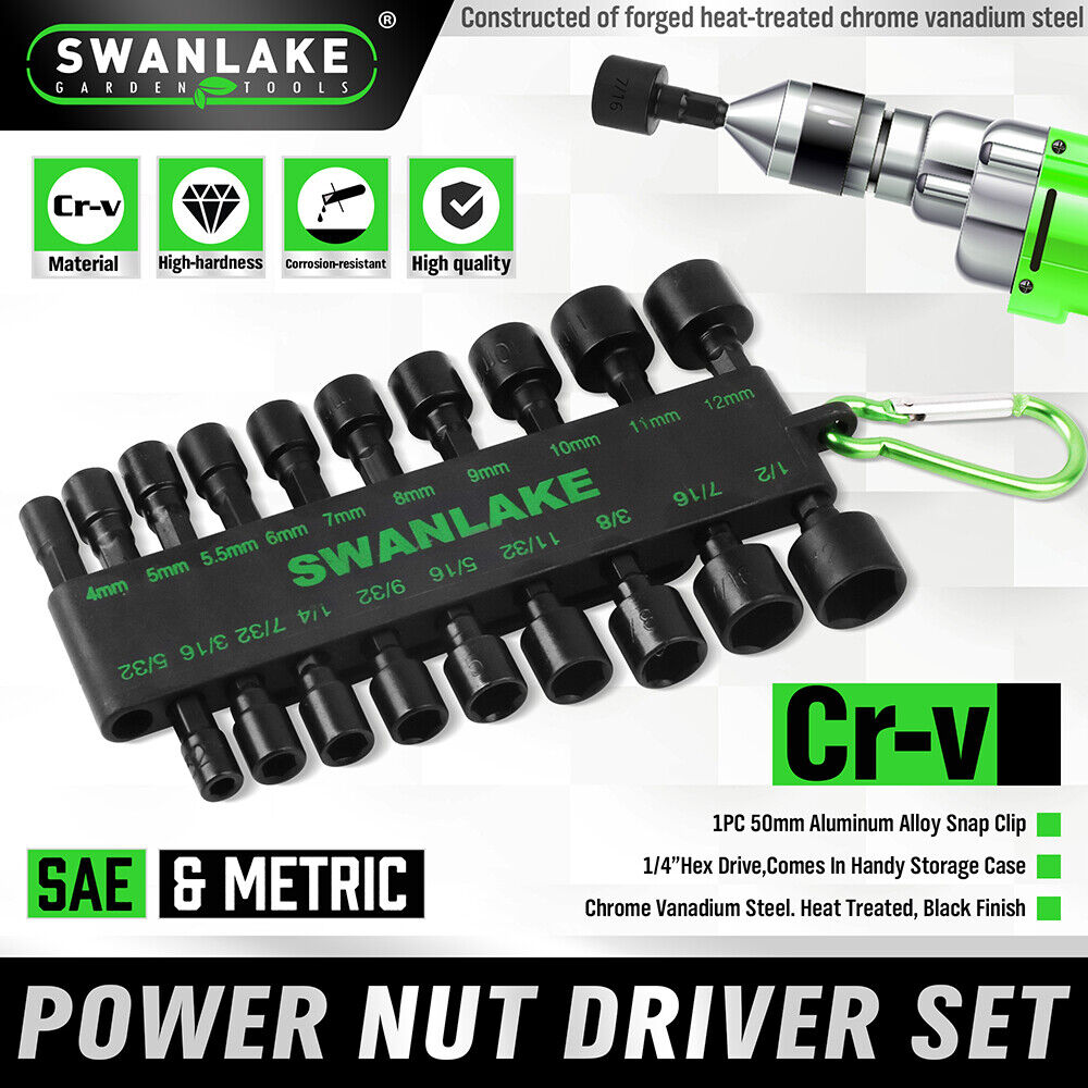 Outdoor Play Equipment: Swanlake 20Pcs Garden Tools Power Nut Driver Set Impact Drill SAE and Metric(will be no tracking)