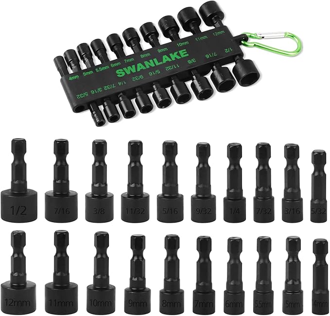 Hand Tools: SWANLAKE GARDEN TOOLS (letter with no tracking)SWANLAKE 20PCS Power Nut Driver Set for Impact Drill, 1/4” Hex Head Drill Bit SAE and Metric