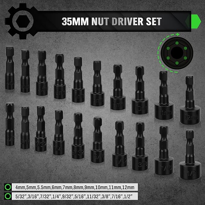 Hand Tools: SWANLAKE SWANLAKE 39PCS Magnetic Hex Nut Driver Master Kit,1/4" Quick-Change Hex Shank, SAE & Metric Power Nuts Driver Drill Bit Tools Set,Cr-V Steel