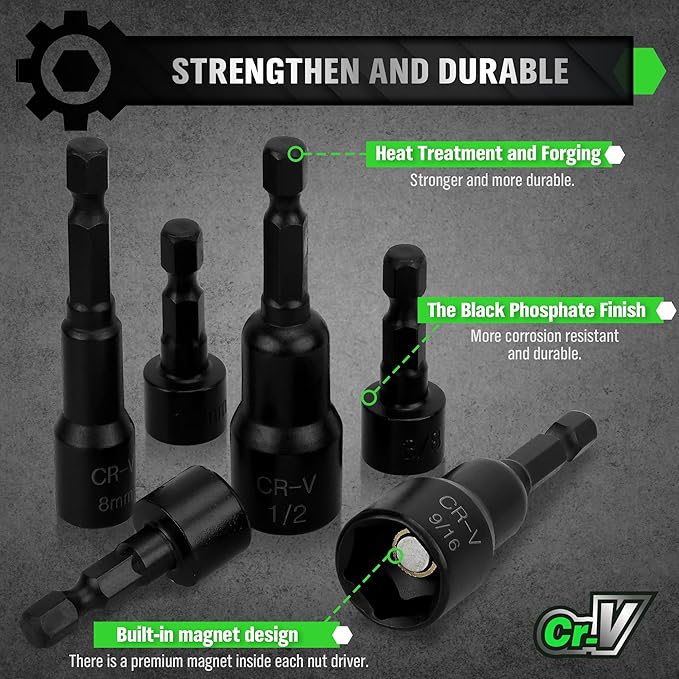 Hand Tools: SWANLAKE SWANLAKE 39PCS Magnetic Hex Nut Driver Master Kit,1/4" Quick-Change Hex Shank, SAE & Metric Power Nuts Driver Drill Bit Tools Set,Cr-V Steel