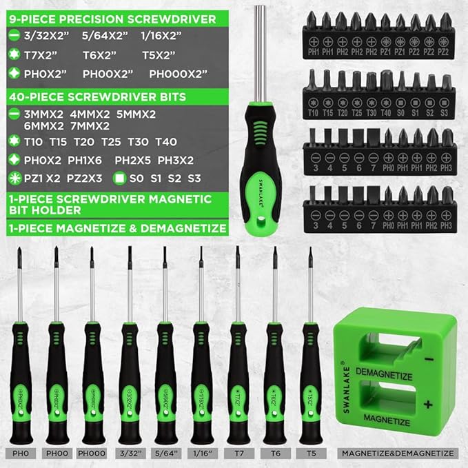 Hand Tools: SWANLAKE 86PCS Magnetic Screwdriver Set,Includes Slotted/Phillips/Torx Mini Precision Screwdriver, Replaceable Screwdriver Bits and nut drivers With Sturdy tool box