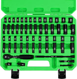 Hand Tools: SWANLAKE 1/4" Drive Impact Socket Set, 56-Piece Standard SAE (5/32 to 9/16 inch) and Metric (4-15mm) Size, 6 Point, Cr-V, 1/4-Inch Drive Ratchet Handle, Drive Extension Bar, Impact Universal Joint