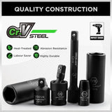 Hand Tools: SWANLAKE 1/4" Drive Impact Socket Set, 56-Piece Standard SAE (5/32 to 9/16 inch) and Metric (4-15mm) Size, 6 Point, Cr-V, 1/4-Inch Drive Ratchet Handle, Drive Extension Bar, Impact Universal Joint