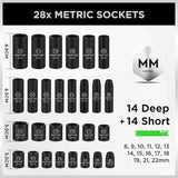 Hand Tools: SWANLAKE 3/8" Drive Impact Socket Set, 50-Piece Standard SAE (5/16 to 3/4 inch) and Metric (8-22mm) Size, 6 Point, Cr-V, 3/8-Inch Ratchet Handle, Extension Bar, Universal Joint