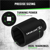 Hand Tools: SWANLAKE 9-Piece 1/2" Drive Jumbo Impact Socket Set, Metric 29mm-38mm Large Socksts Spindle Axle Nut Impact Socket, CR-V Black