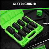 Hand Tools: SWANLAKE 9-Piece 1/2" Drive Jumbo Impact Socket Set, Metric 29mm-38mm Large Socksts Spindle Axle Nut Impact Socket, CR-V Black