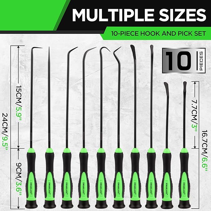 Hand Tools: SWANLAKE 10-Piece Pick and Hook Set, Pick Tool Set for Car Auto Oil Seal/O-Ring Seal Gasket Pick Mini Hooks Puller Remover