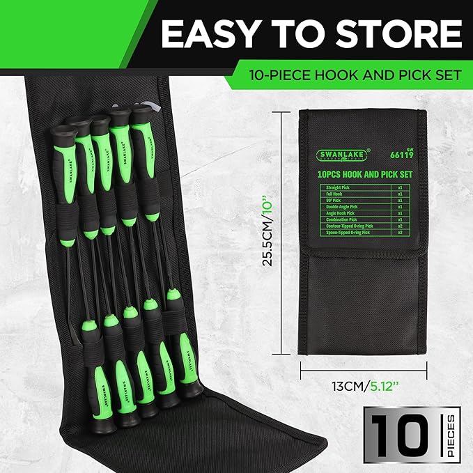 Hand Tools: SWANLAKE 10-Piece Pick and Hook Set, Pick Tool Set for Car Auto Oil Seal/O-Ring Seal Gasket Pick Mini Hooks Puller Remover