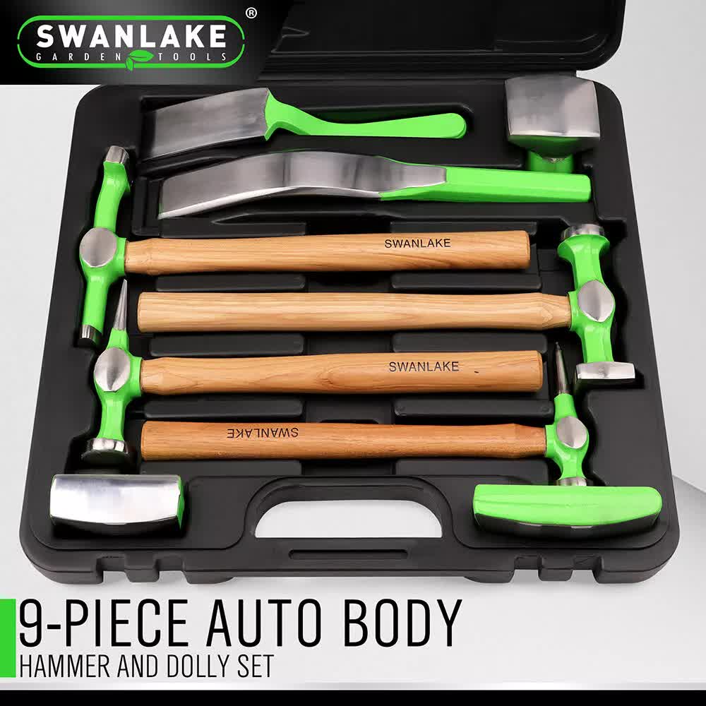 Hand Tools: 9-Piece Garden Tools Auto Body Hammer Dolly Set Car Body Dent Repair Tool Case